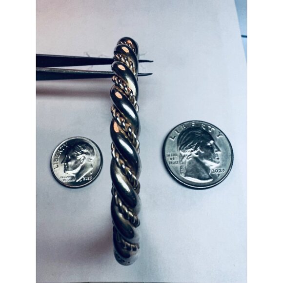 Vintage Sterling Silver 925 Twisted Rope Cuff Bracelet 5.25” Estate Jewelry - Picture 6 of 9